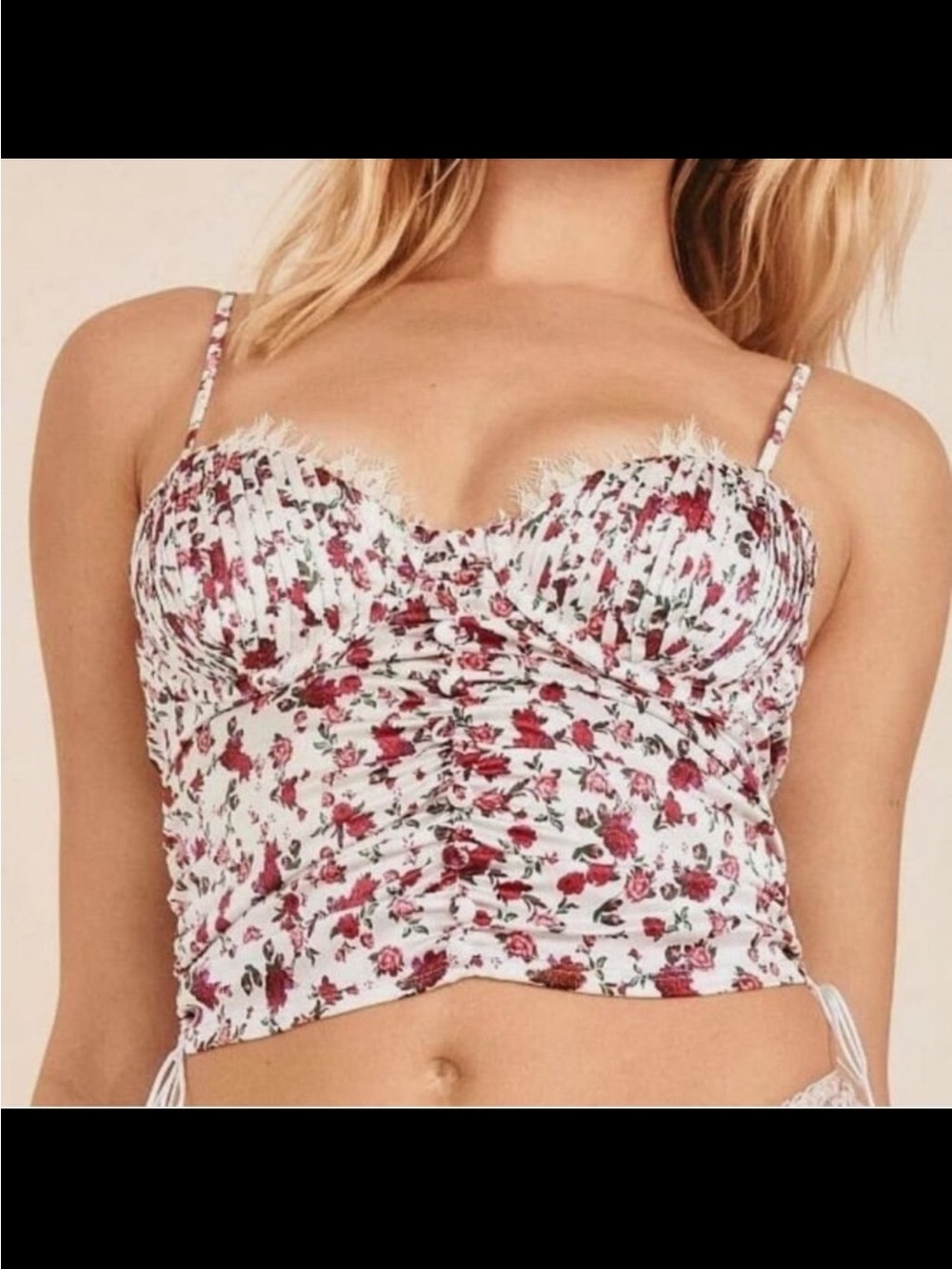 For Love and Lemons Melrose Floral White Bustier Top Size Large